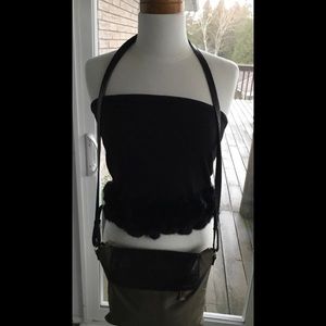 Furla Military Green Nylon and LeatherBag